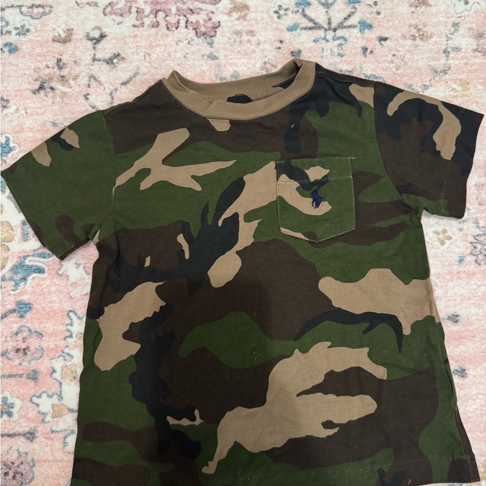 Ralph Lauren Kids Camouflage Pocket Tee - Green, Brown, Black
